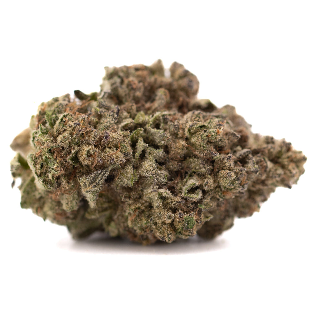 Premium Black Ice THCa Flower: Dense Green Brown Bud with Trichomes