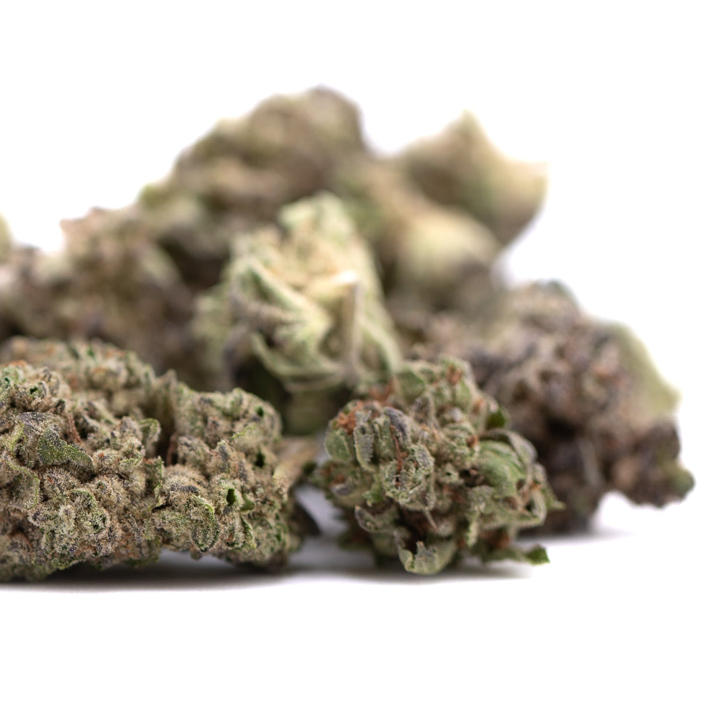 Guava Tartz THCa hemp flower buds with green hues and resin glands