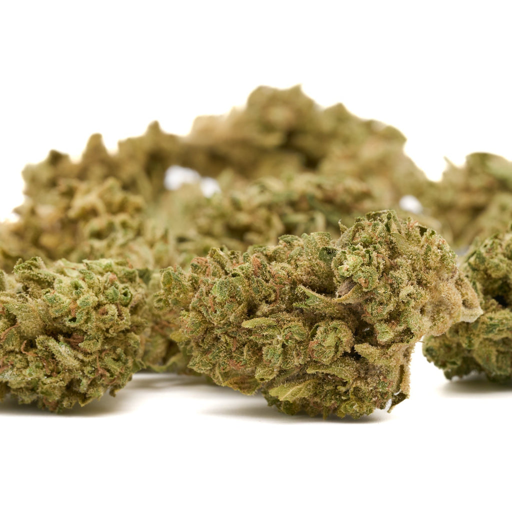 Dried hemp flower buds from Lucky Charms THCa Flower Full-Term Wholesale display